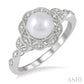 6.5X6.5 MM Cultured Pearl and 1/20 Ctw Round Cut Diamond Ring in Sterling Silver
