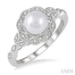 6.5X6.5 MM Cultured Pearl and 1/20 Ctw Round Cut Diamond Ring in Sterling Silver
