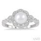 6.5X6.5 MM Cultured Pearl and 1/20 Ctw Round Cut Diamond Ring in Sterling Silver