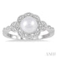 6.5X6.5 MM Cultured Pearl and 1/20 Ctw Round Cut Diamond Ring in Sterling Silver