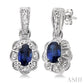5X3 MM Oval Cut Sapphire and 1/20 Ctw Round Cut Diamond Earrings in Sterling Silver