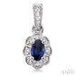 5X3 MM Oval Cut Sapphire and 1/20 Ctw Round Cut Diamond Earrings in Sterling Silver