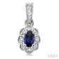 5X3 MM Oval Cut Sapphire and 1/20 Ctw Round Cut Diamond Earrings in Sterling Silver
