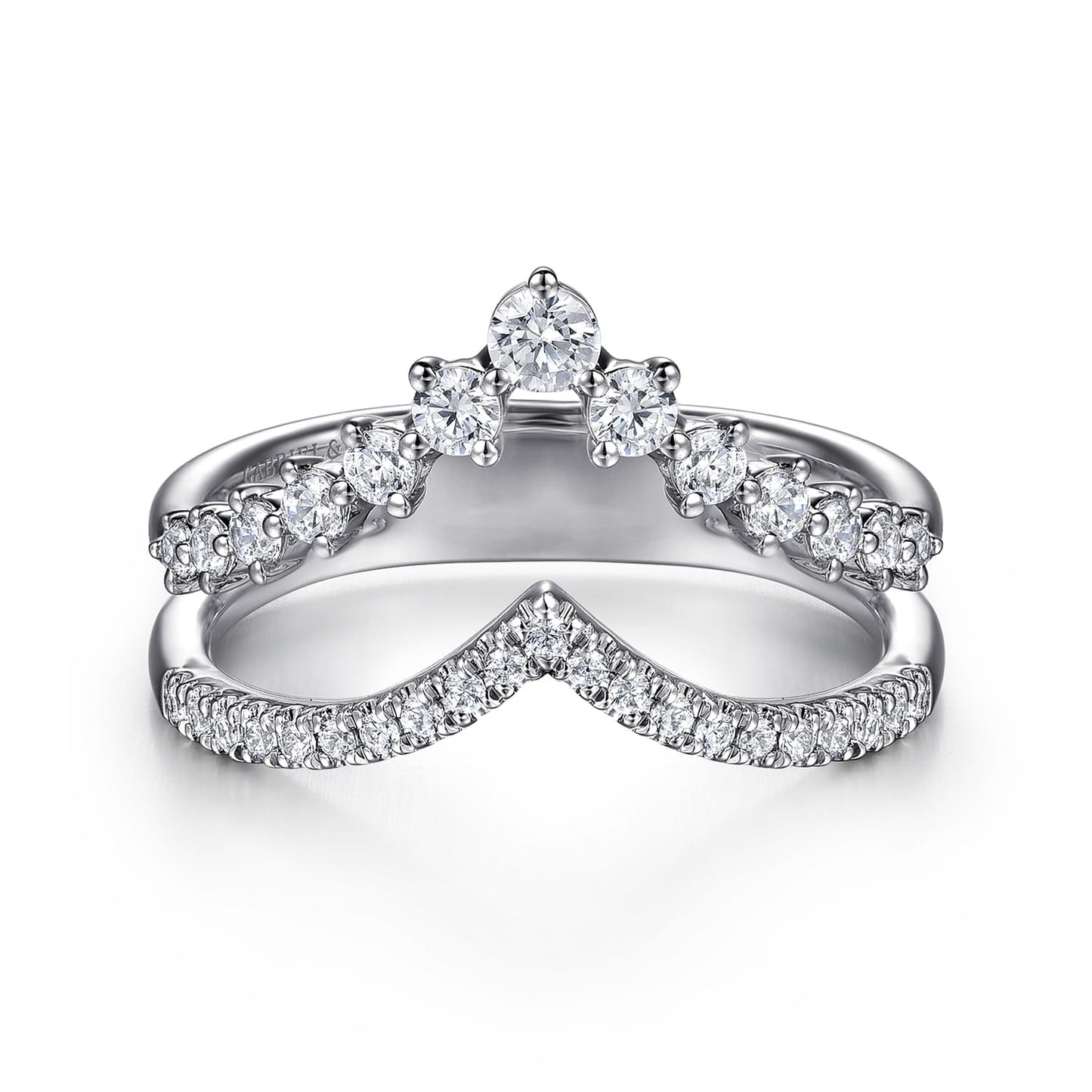 Gabriel & Co. 14K White Gold Graduating Diamond Chevron Ring 1/2CTW Kaslique