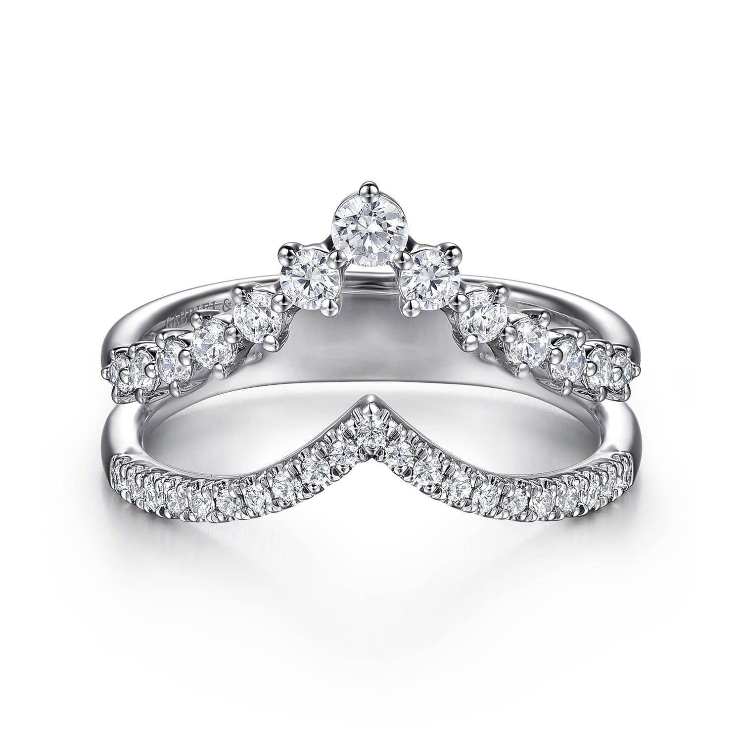 Gabriel & Co. 14K White Gold Graduating Diamond Chevron Ring 1/2CTW Kaslique