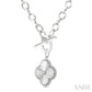 1/10 Ctw Clover Fluted Toggle Round Cut Diamond Pirouette Fashion Necklace in Sterling Silver