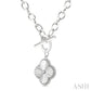 1/10 Ctw Clover Fluted Toggle Round Cut Diamond Pirouette Fashion Necklace in Sterling Silver