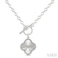 1/10 Ctw Clover Fluted Toggle Round Cut Diamond Pirouette Fashion Necklace in Sterling Silver