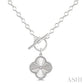 1/10 Ctw Clover Fluted Toggle Round Cut Diamond Pirouette Fashion Necklace in Sterling Silver