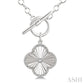 1/10 Ctw Clover Fluted Toggle Round Cut Diamond Pirouette Fashion Necklace in Sterling Silver