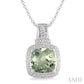 10X10 MM Cushion Shape Green Amethyst and 1/20 Ctw Round Cut Diamond Pendant in Sterling Silver with Chain