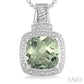 10X10 MM Cushion Shape Green Amethyst and 1/20 Ctw Round Cut Diamond Pendant in Sterling Silver with Chain