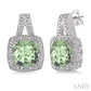 8X8 MM Cushion Shape Green Amethyst and 1/20 Ctw Round Cut Diamond Earrings in Sterling Silver