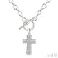 1/20 Ctw Cross Toggle Round Cut Diamond Fashion Necklace in Sterling Silver