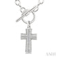 1/20 Ctw Cross Toggle Round Cut Diamond Fashion Necklace in Sterling Silver