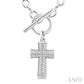 1/20 Ctw Cross Toggle Round Cut Diamond Fashion Necklace in Sterling Silver