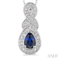 6X4 MM Pear Shape Sapphire and 1/50 Ctw Round Cut Diamond Pendant in Sterling Silver with Chain