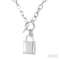1/10 Ctw Lock & Key Toggle Round Cut Diamond Fashion Necklace in Sterling Silver