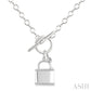 1/10 Ctw Lock & Key Toggle Round Cut Diamond Fashion Necklace in Sterling Silver