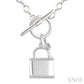 1/10 Ctw Lock & Key Toggle Round Cut Diamond Fashion Necklace in Sterling Silver