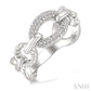 1/10 Ctw Round Cut Diamond Bold Oval Shape Rope Link Ring in Sterling Silver
