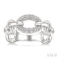 1/10 Ctw Round Cut Diamond Bold Oval Shape Rope Link Ring in Sterling Silver