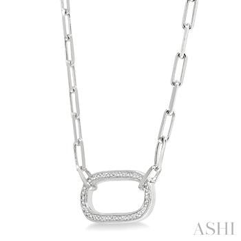 1/10 Ctw Round Cut Diamond Paperclip Pendant With Chain in Sterling Silver
