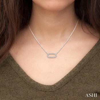 1/10 Ctw Round Cut Diamond Paperclip Pendant With Chain in Sterling Silver