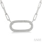 1/10 Ctw Round Cut Diamond Paperclip Pendant With Chain in Sterling Silver
