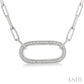 1/10 Ctw Round Cut Diamond Paperclip Pendant With Chain in Sterling Silver