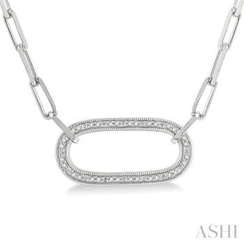 1/10 Ctw Round Cut Diamond Paperclip Pendant With Chain in Sterling Silver