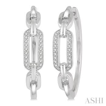 1/10 Ctw Round Cut Diamond Paperclip Hoop Earrings in Sterling Silver