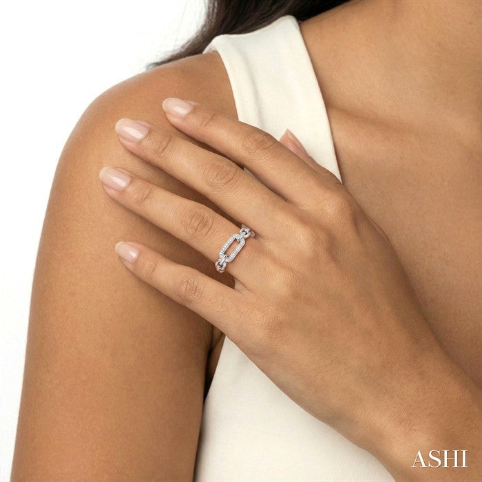 1/10 Ctw Round Cut Diamond Paperclip Ring in Sterling Silver