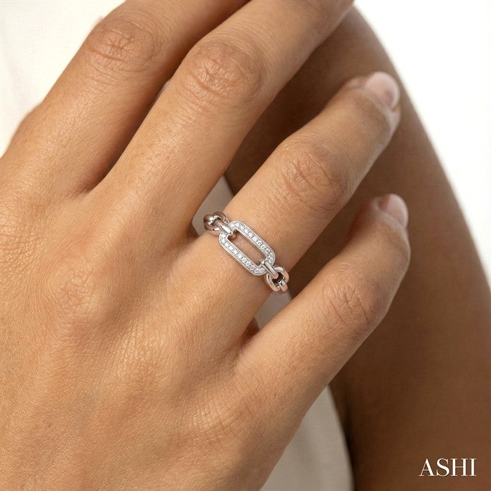 1/10 Ctw Round Cut Diamond Paperclip Ring in Sterling Silver