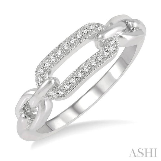 1/10 Ctw Round Cut Diamond Paperclip Ring in Sterling Silver