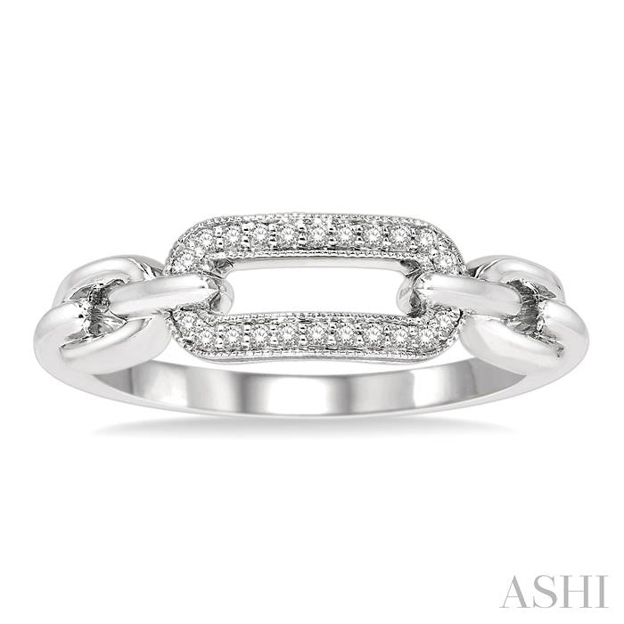 1/10 Ctw Round Cut Diamond Paperclip Ring in Sterling Silver