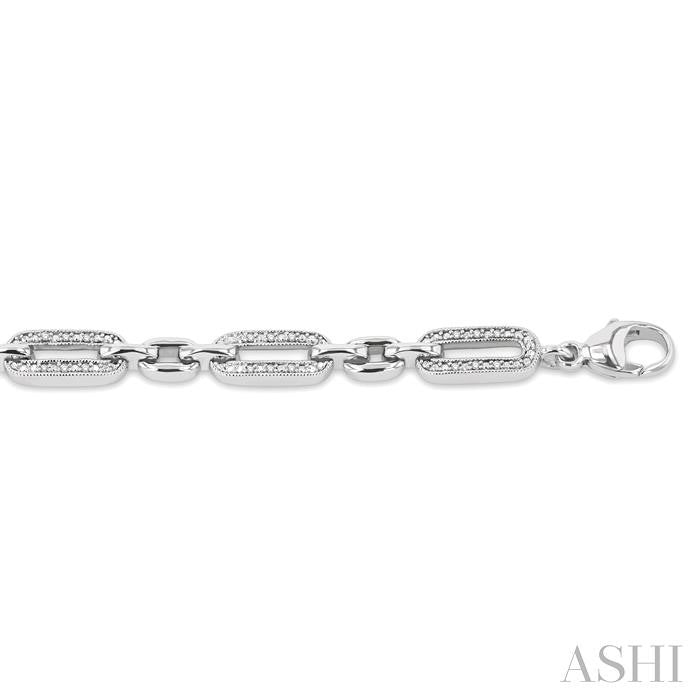 1/6 Ctw Round Cut Diamond Paperclip Bracelet in Sterling Silver