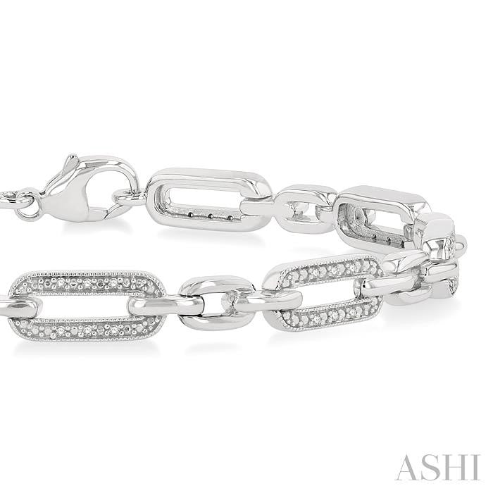 1/6 Ctw Round Cut Diamond Paperclip Bracelet in Sterling Silver