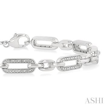 1/6 Ctw Round Cut Diamond Paperclip Bracelet in Sterling Silver
