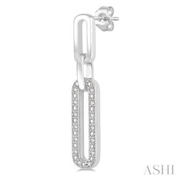 1/10 Ctw Round Cut Diamond Paperclip Earrings in Sterling Silver