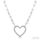1/10 Ctw Round Cut Diamond Heart Pendant With Paperclip Chain in Sterling Silver