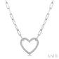 1/10 Ctw Round Cut Diamond Heart Pendant With Paperclip Chain in Sterling Silver