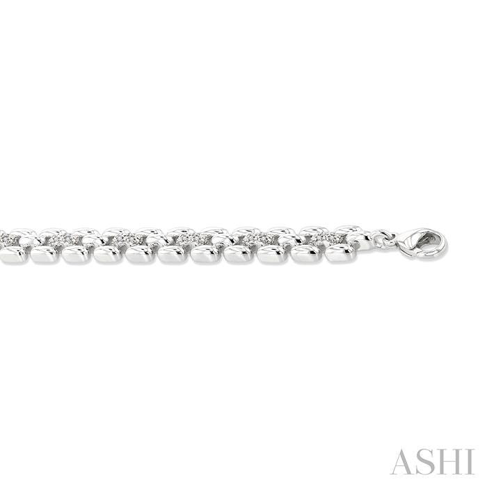 1/6 Ctw Bold Panther Link Round Cut Diamond Fashion Bracelet in Sterling Silver