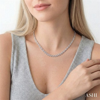 1/4 Ctw Bold Panther Link Round Cut Diamond Fashion Necklace in Sterling Silver