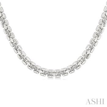 1/4 Ctw Bold Panther Link Round Cut Diamond Fashion Necklace in Sterling Silver