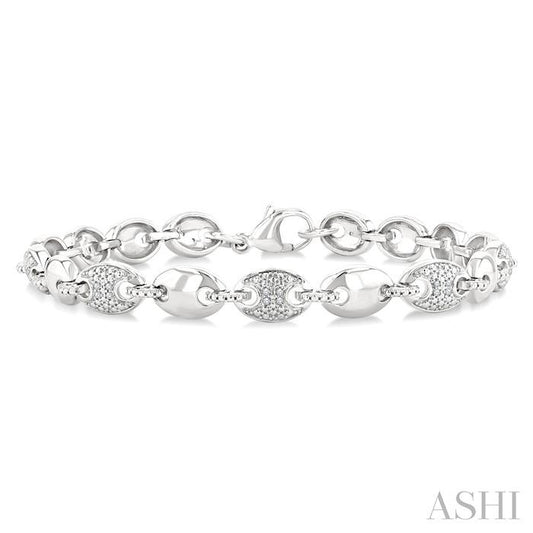 1/10 Ctw Mariner Link Round Cut Diamond Bracelet in Sterling Silver