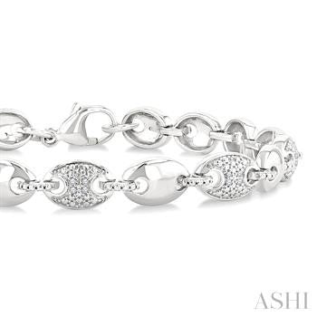 1/10 Ctw Mariner Link Round Cut Diamond Bracelet in Sterling Silver