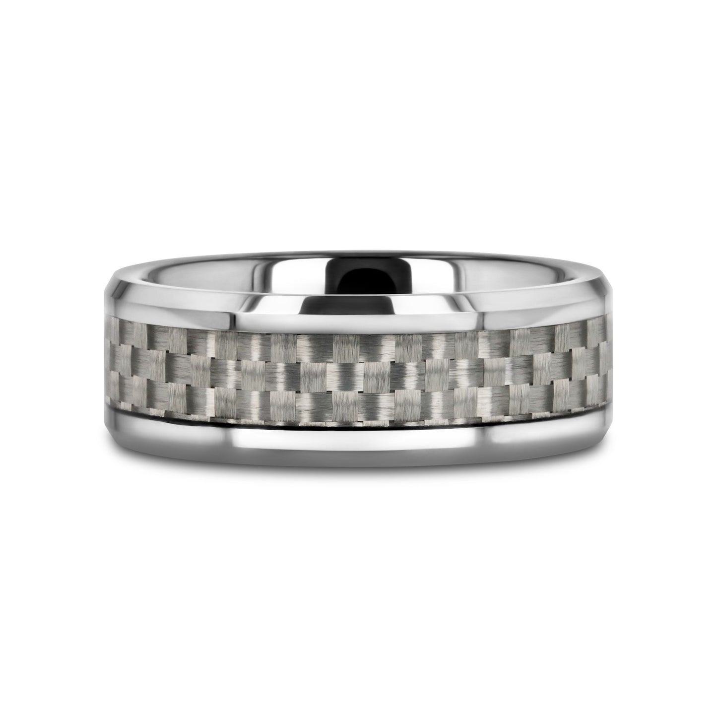 ULTIMUS Tungsten Carbide Ring with Beveled White Carbon Fiber Inlay - 4mm - 12mm - 6mm