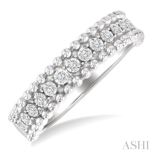 1/10 Ctw Round Cut Bead Bijoux Diamond Bold Bead Design Fashion Band in Sterling Silver