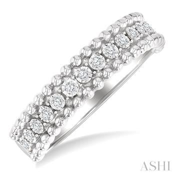 1/10 Ctw Round Cut Bead Bijoux Diamond Bold Bead Design Fashion Band in Sterling Silver